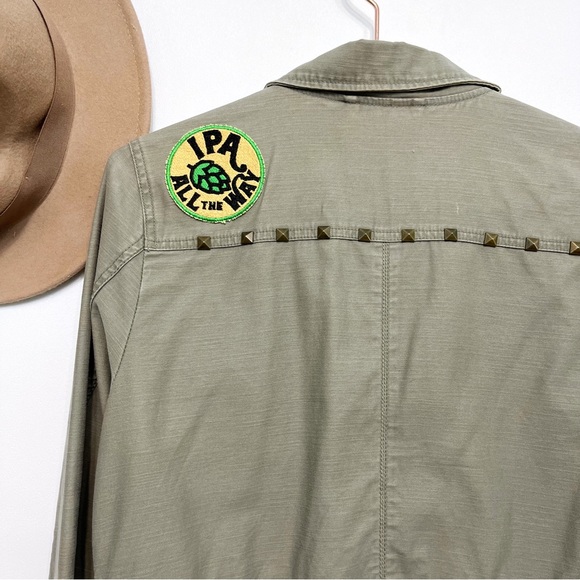 h&m | army utility jacket studded broken-in ipa beer patch 8 - Picture 6 of 12
